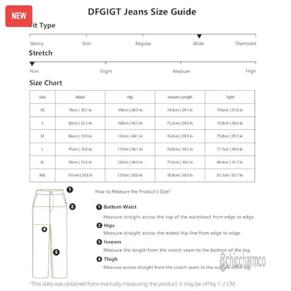 Men's Baggy Hip Hop Jeans Wide Leg Skater Denim Pants Loose Fit